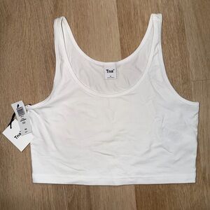 TNA White Scoop Cropped Tank